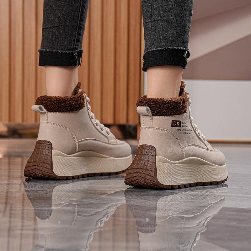 Winter new velvet high-top cotton shoes platform short boots waterproof and non-slip snow boots DKV
