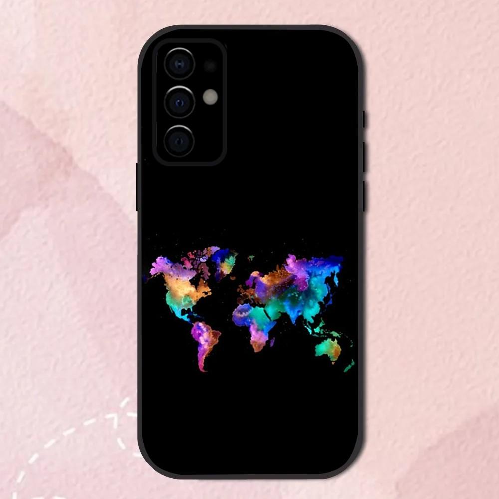 

Art W-World Map Travel Phone Case For Samsung S24,S21,S22,S23,S30,Ultra,S20,Plus,Fe,Lite,Note,10,9,5G Black Soft Shell Samsung S24