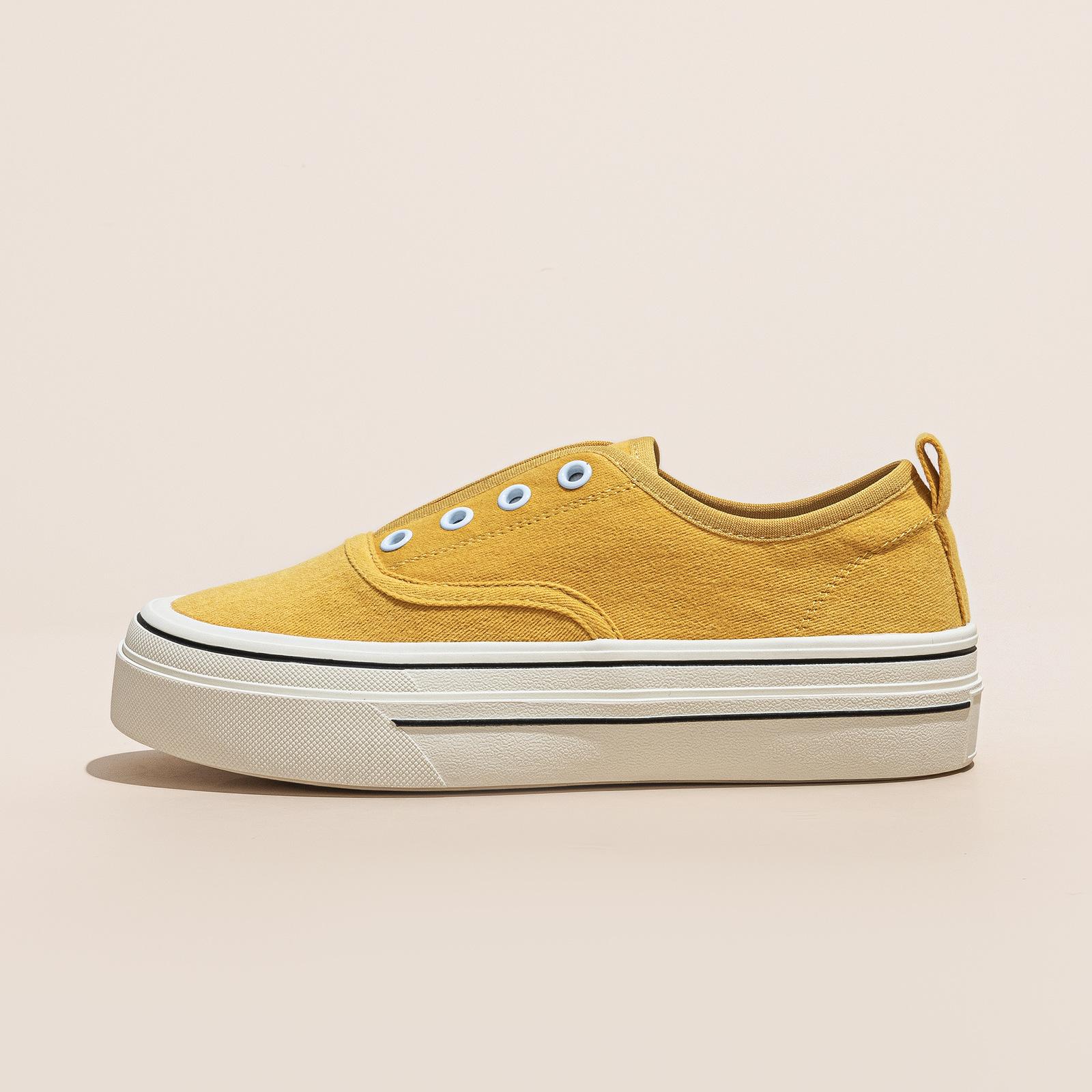 

Холщовые туфли лето новые весна и осень на плоской подошве универсальные удобные повседневные спортивные кеды женские 40 жёлтый