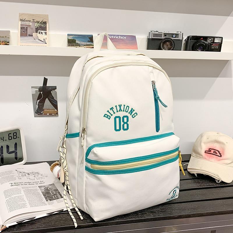 

Junior and Senior High School Students Schoolbag Fashionable Backpack and Travel Backpack without pendant білий