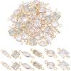 NBEADS 60 Pcs 6 Styles Cubic Zirconia Link Charm, Brass Micro Pave Charms Clear Cubic Zirconia Links, Horse Eye Square Rectangle Trapezoid Round Oval
