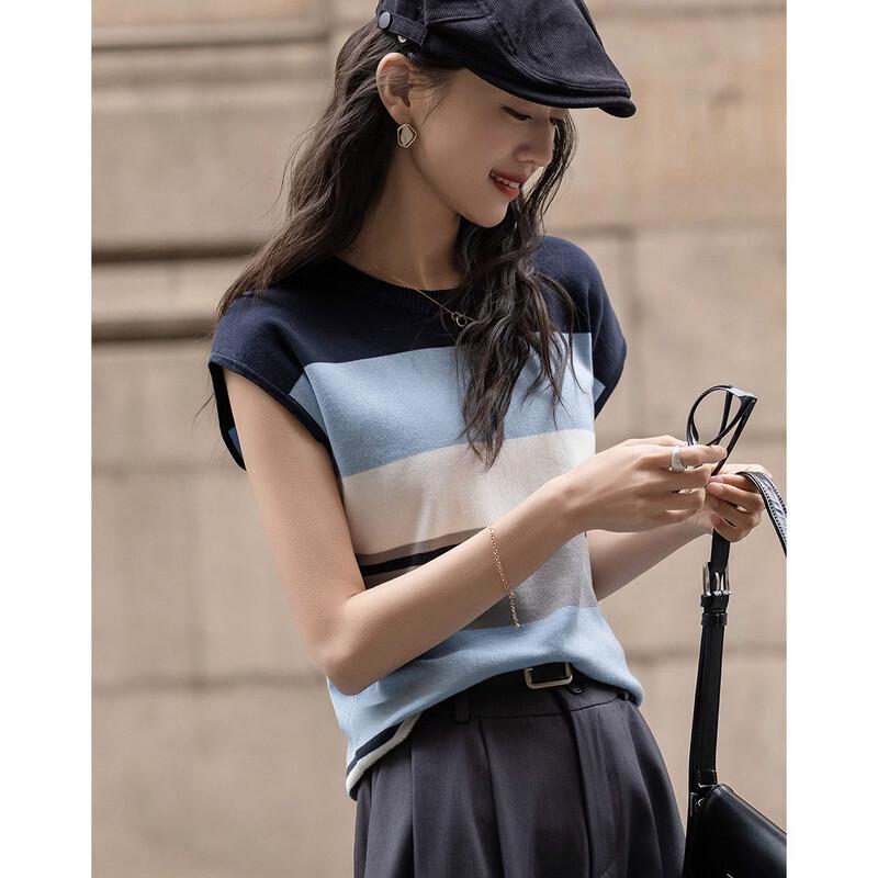 Demana Breathable Lyocell Contrast Stripe Knit Top