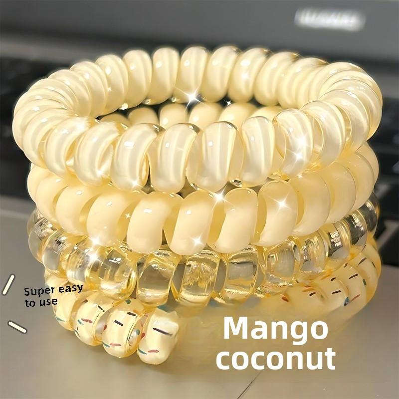 Set of 4 Phone Line Hair Ties, Fresh And Versatile, High Elasticity, Durable, And No Trace Hair Bands.