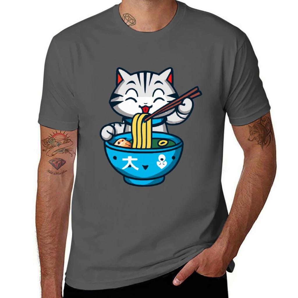Cute Cat Eating raUnisex TShirt Big Size Daily Wear TShirt