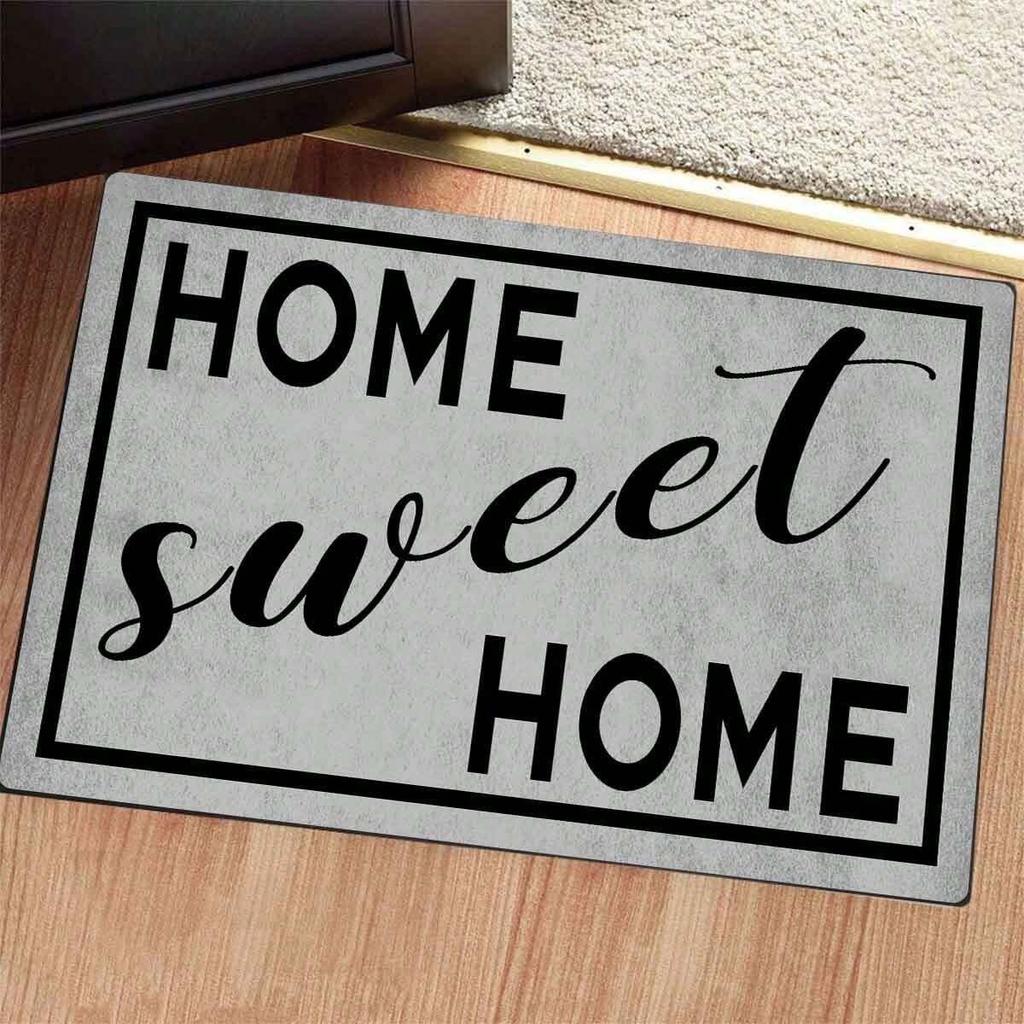 Inspirational Quote Floral Welcome Door Mat English Word Pattern NonSlip Rug for Entryway Bedroom Door Mat Home Decor