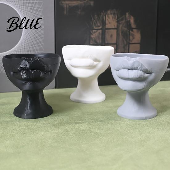 Dekorativer Pflanzenbehälter 3D-gedruckter lippenförmiger Blumentopf Künstlerischer skulpturaler Pflanztopf mit mattem Finish Kreative Heim-Tischdekoration