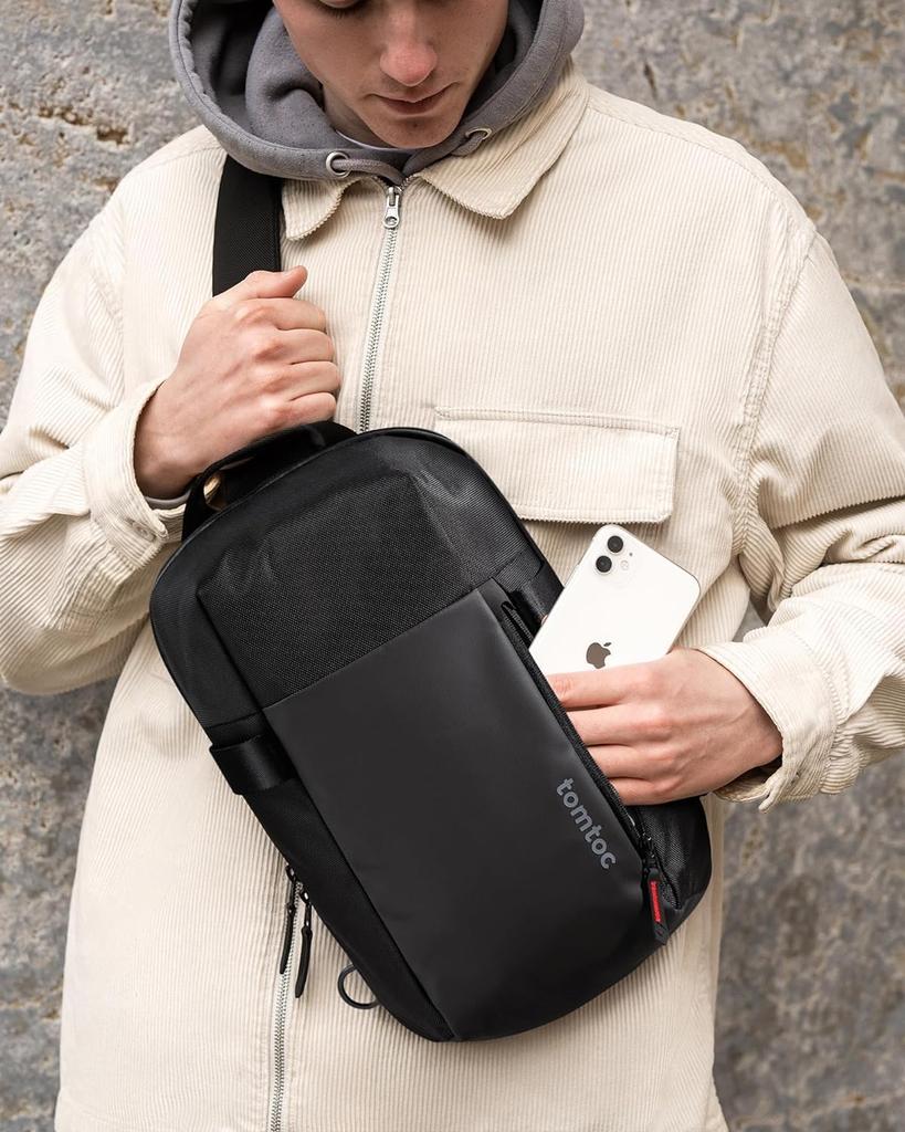 tomtoc Men's Large Capacity Shoulder Bag for 13-14 Inch MacBook AirPro, Crossbody Bag, Sling Bag, 11 Inch iPad Pro, iPad Air Storage, Lightweight,