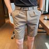 Men's Slim Fit Ice Silk Suit Shorts - Summer Casual, Straight Leg, Five-Point Style 