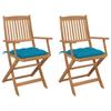 Day and Night - Day and Night Folding Garden Chairs 2 Units and Cushions Solid Acacia Wood