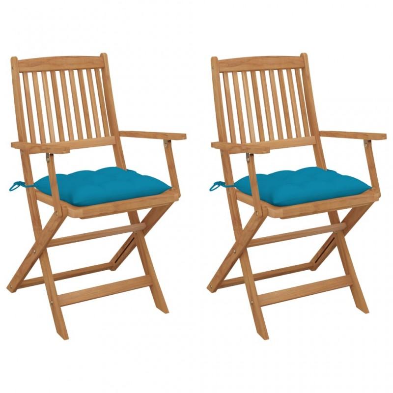 Day and Night - Day and Night Folding Garden Chairs 2 Units and Cushions Solid Acacia Wood