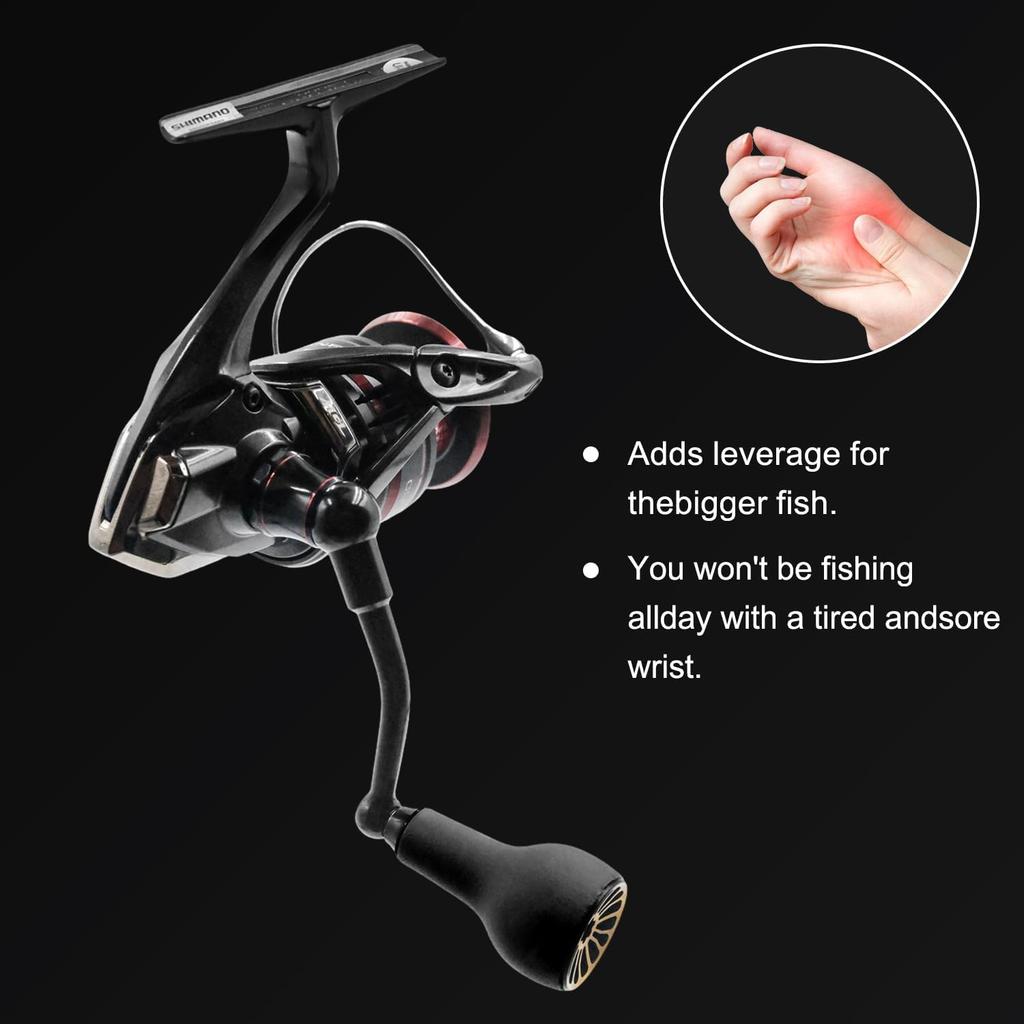 63mm Spinning Handle with TPE Gray Knob (27mm) Compatible with Shimano Stradic FL, FM, Stella, Vanford, Vanquish, and Naski