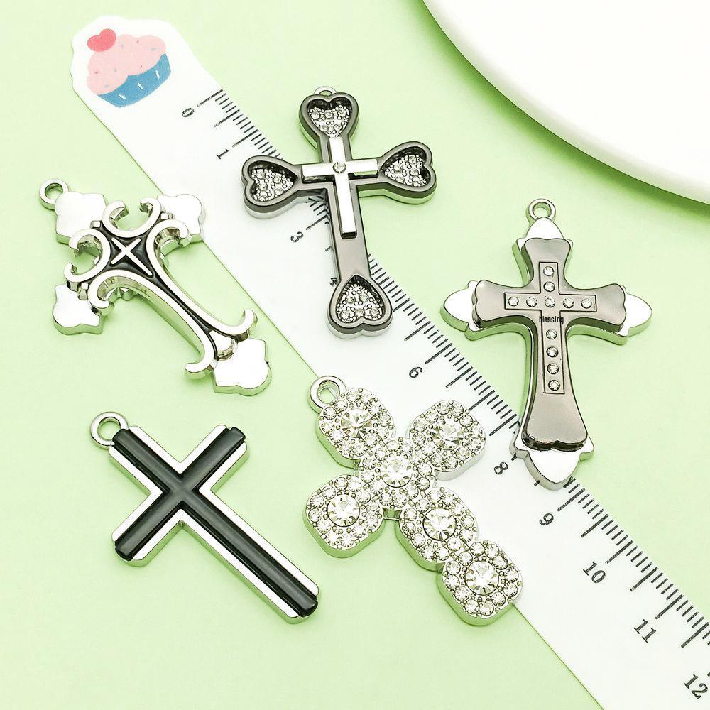 White K Point Alloy Cross Pendants for DIY Jewelry