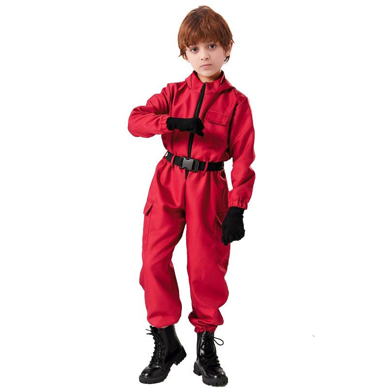 Squid Game Theme Cosplay Red Jumpsuit With Polyester Fabric For Girls Halloween Costume