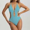 Women One Piece Swimsuit Neck with Cutout Design and Adjustable Back Tie for Beach Pool Wear