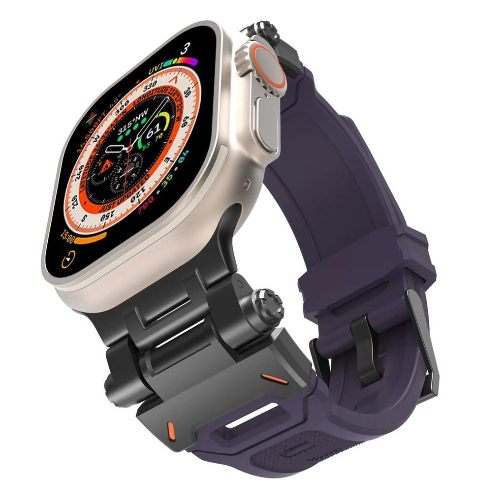 Silicone Strap for Apple Watch Strap Ultra 3 49mm 46 45 44 42mm Titanium Color Sports Watch Band for IWatch 11 10 9 87 6 5 4 SE3