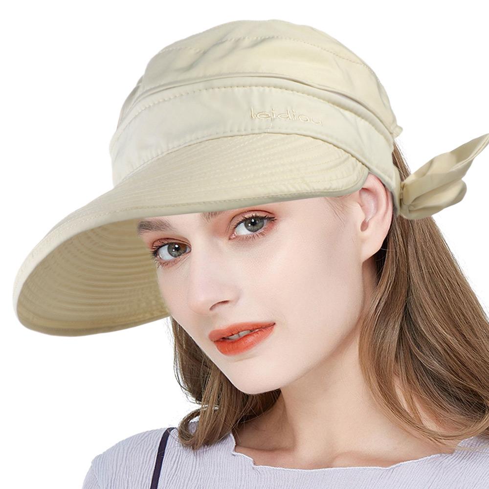 Summer Visor Anti-UV Wide Brim Sun Hat Outdoor Cap Beach Hat бежевый