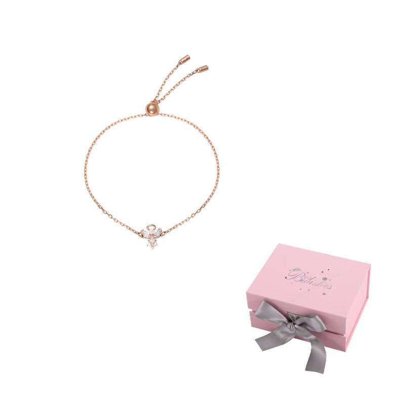 Swarovski Stella Crystal-embellished Bracelet F ( Fits All)-Pink bow gift box розового золота