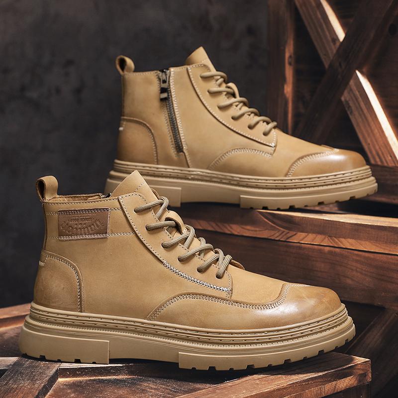 Luxury Leather Men's Casual Shoes New Fashion Men Ankle Boots Comfortable Short Boots Lightweight Work Boots Walking Footwear