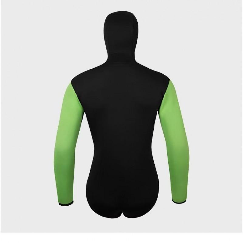 5mm Neoprene Hooded Zip-Front Two-Piece Wetsuit Freediving Spearfishing Snorkeling Swimming
