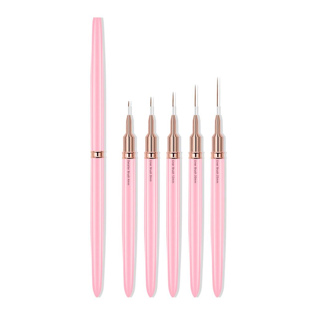 5pcs Nail Brush Set, Acrylic Nail Tool, Fine Hair Nail Pens for Drawing Lines with Dry Detail, Small Details and Nail Art