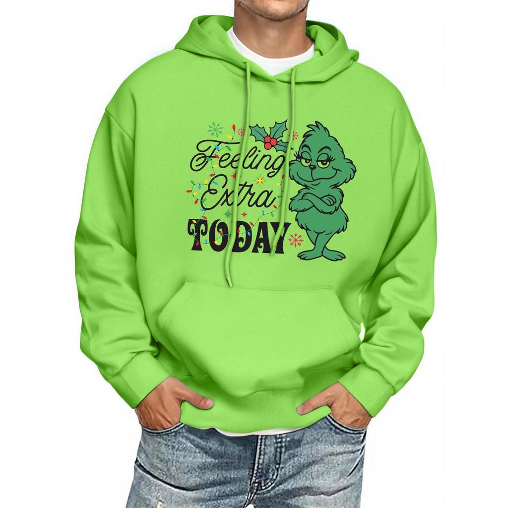 Men's Print Hooded Sweatshirt Long-Sleeve Casual Pullover Hoodie Hooded Sweatshirt