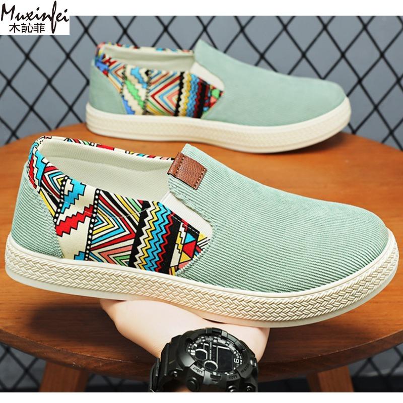 Men's Summer Shoes Breathable Canvas Casual Sneakers Men's Single Shoes Ethnic Style Trendy Men's Cloth Shoes Sale