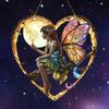 New 1pcs Magical Fairy Magic Night Fairy Suncatcher Stained Glass Acrylic Heart Wall Hanging Home And Garden Outdoor Decor