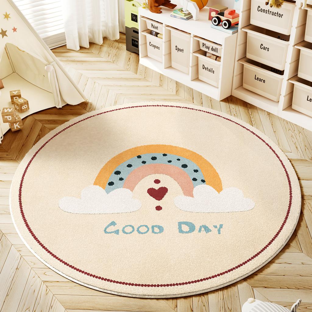 Cartoon Style Bedroom Decor Round Carpet Animal Patterns Carpets for Living Room Fluffy Soft Children Floor Mat Thick Plush Rug