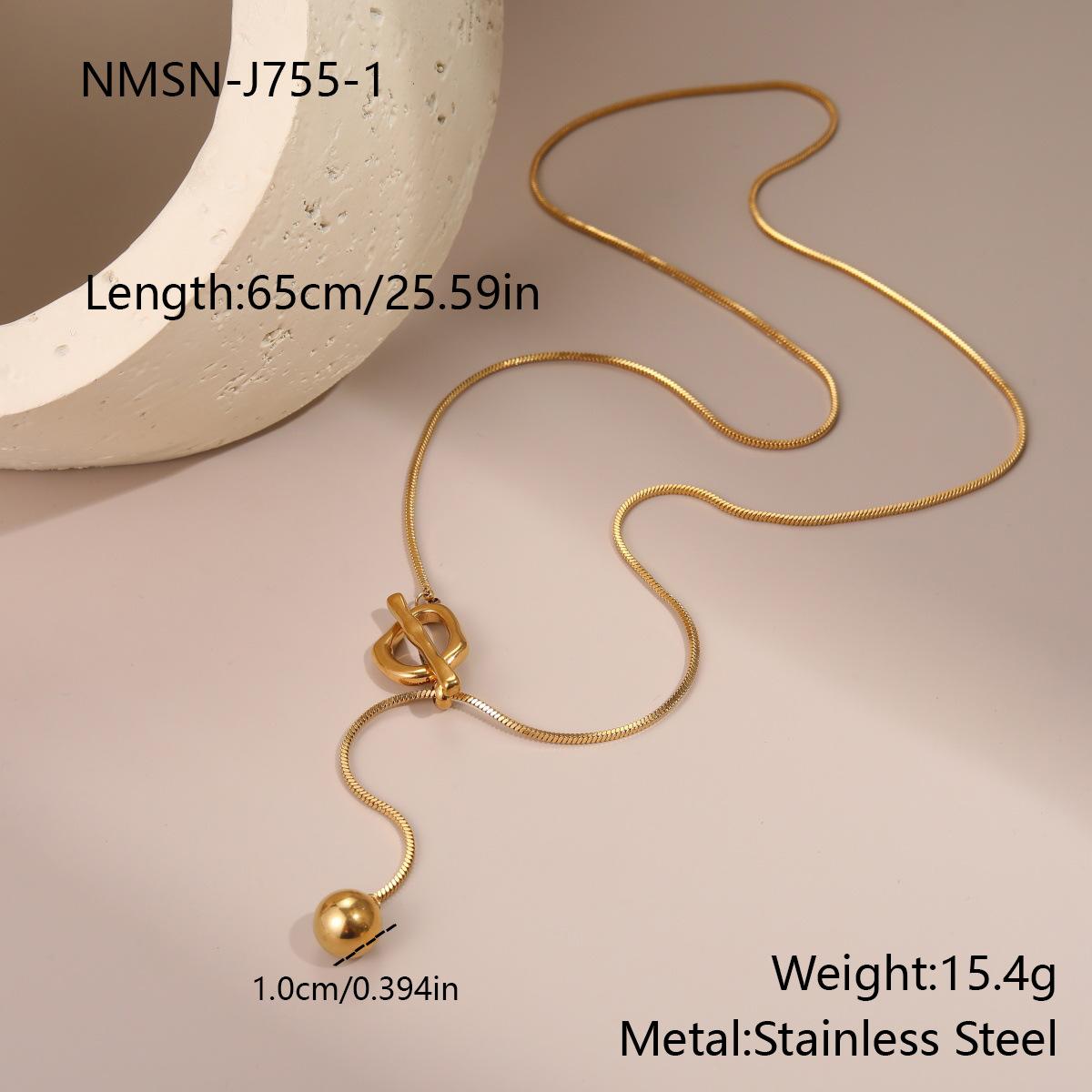 GEMCHIC Women s Geometric Round Pendant Stainless Steel Chain Y-Shaped Long Necklace Fashion Minimalist Accessory