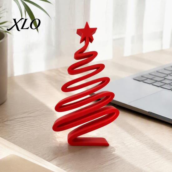 Office Desk Ornaments 3D Printed Minimalist Christmas Tree Desktop Ornament, Modern Holiday Table Indoor Outdoor Festive Display Sign for Living Room