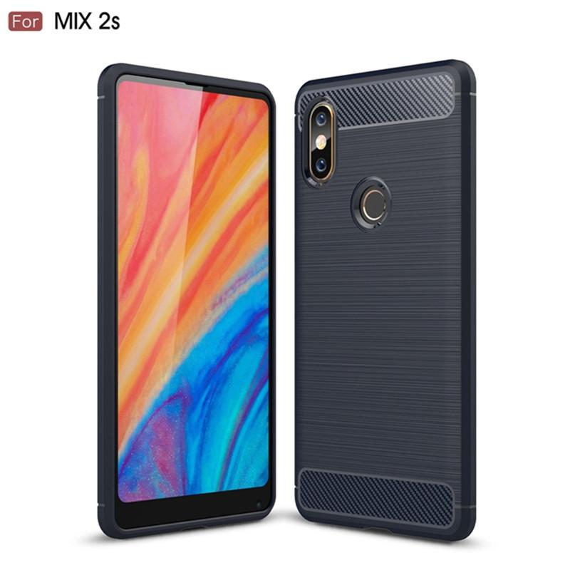 

Противоударная задняя крышка для Xiaomi Mix 2s Mi Mix 2S Силиконовый чехол для xaomi Mi Mix2s Mimix 2s Чехол из углеродного волокна Mi Mix 2S синий
