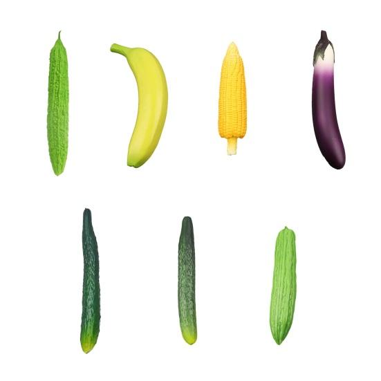 Fake Vegetable Squeeze Toy Anxiety Relief Simulation Eggplant Corn Cucumber Bitter Gourd Banana Sensory Toy Home Office Worker Relaxation Tool
