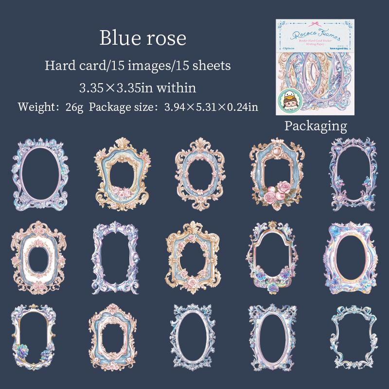 4 Styles Retro Ivy and Vine Frame Hard Cardboard Paper Rococo Mirror Frame Series Handmade Account DIY Decorative Sticker