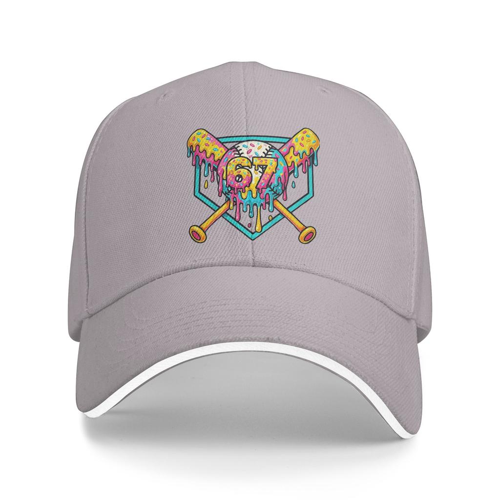 67 Baseball Home Plate Dripping Ice Cream Drip Baseball Cap Cool Female Male Hip Hop Hats Print Outdoor Gym Baseball Caps Gift