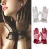 Stylish Short Gloves Full Finger Gloves Wrist Length Short Gloves Tulle Gloves Party Gloves for Prom Party Tea Parties