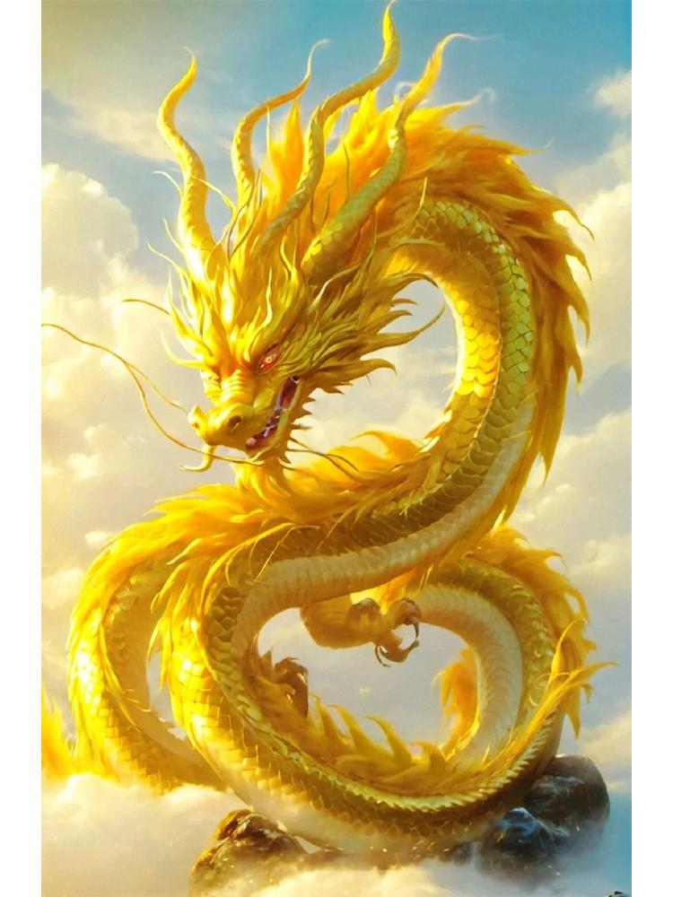 

2024 Алмазная картина Новая серия Большой золотой дракон Мозаика Животное 5D DIY Ювелирные изделия Вышивка крестом Вышитые украшения для дома Подарки Full Round 20x30CM