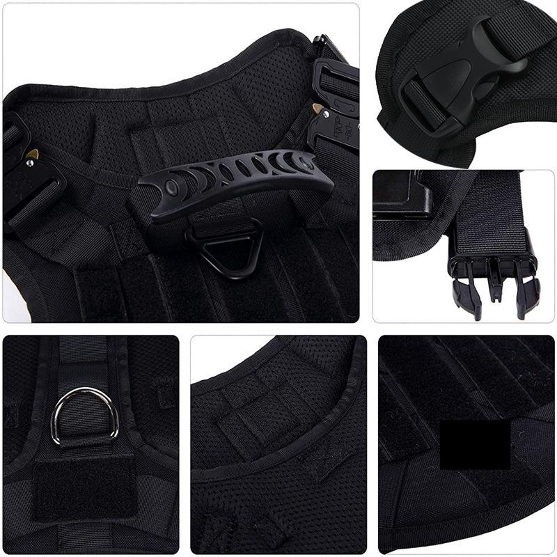 Vestă tactică pentru câini - Ham de piept din nailon durabil pentru câini de talie mare, vestă de dresaj reglabilă și protecție pentru exterior