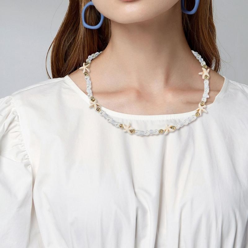 Beach Vacation Jewelry Delicate Ocean Beads Necklace Comfortable Neck Jewelry Suitable for a Marine Inspired Outfit