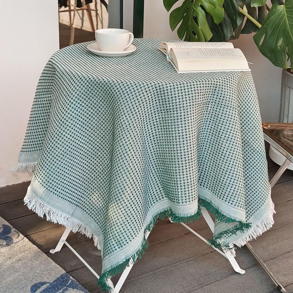 Waffle Texture Garden Table Cloth White Dinner Tea Table Covers Round Table Tablecloth  Dessert