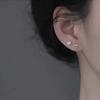 Real 925 Silver Zircon Hollow Heart Mini Stud Earrings For Women Trendy Fine Jewelry Small Niche Luxury Accessories