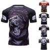 Men Sports Short Sleeve T-Shirt Quick Dry High Elastic Roaring Gorilla Graphic Print Breathable Slim Training Top