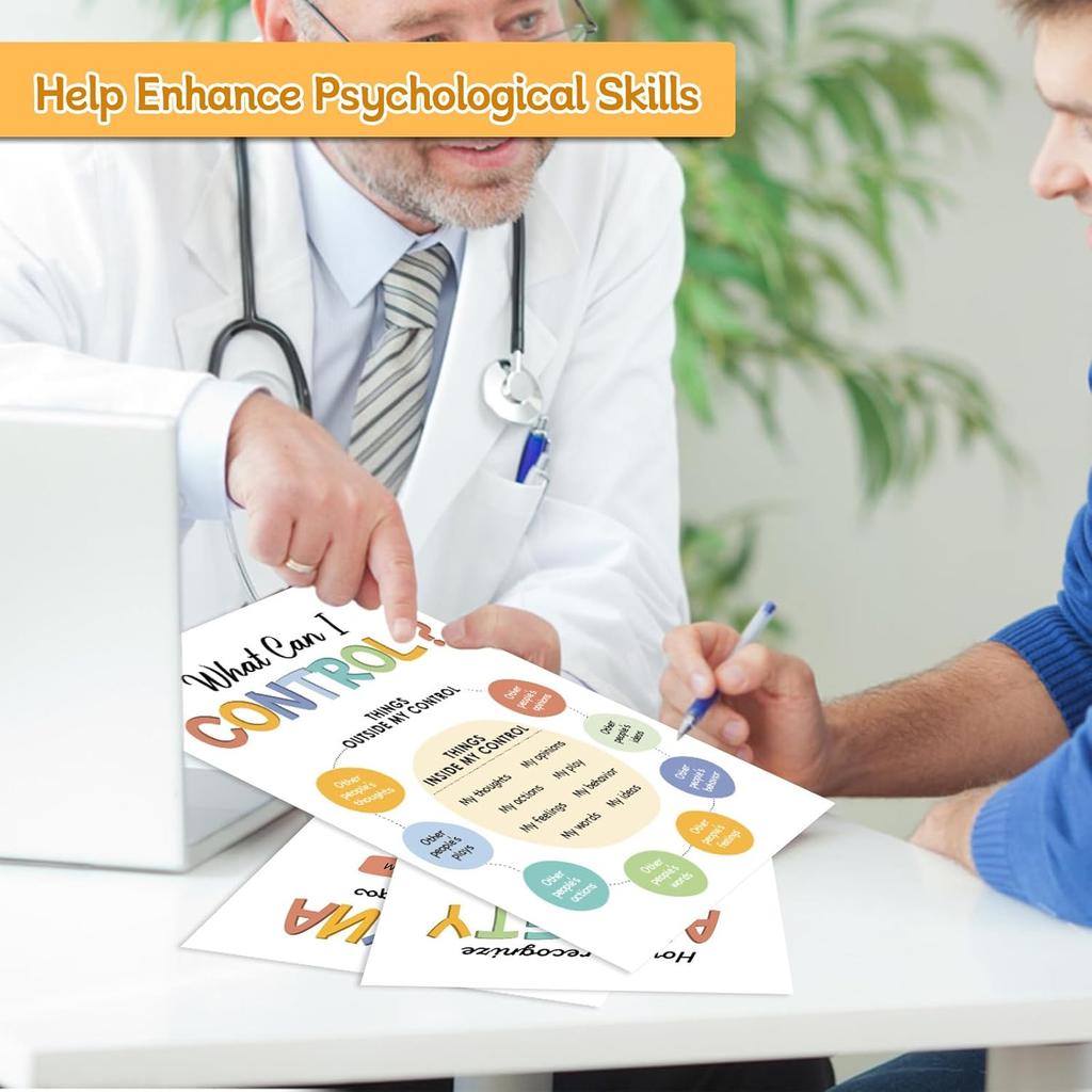 12Pcs Mental Health Posters, Therapy Office Decor, Counseling Office Must Haves School Counselor Supplies, Mental Health Wall Art Decor Home Office