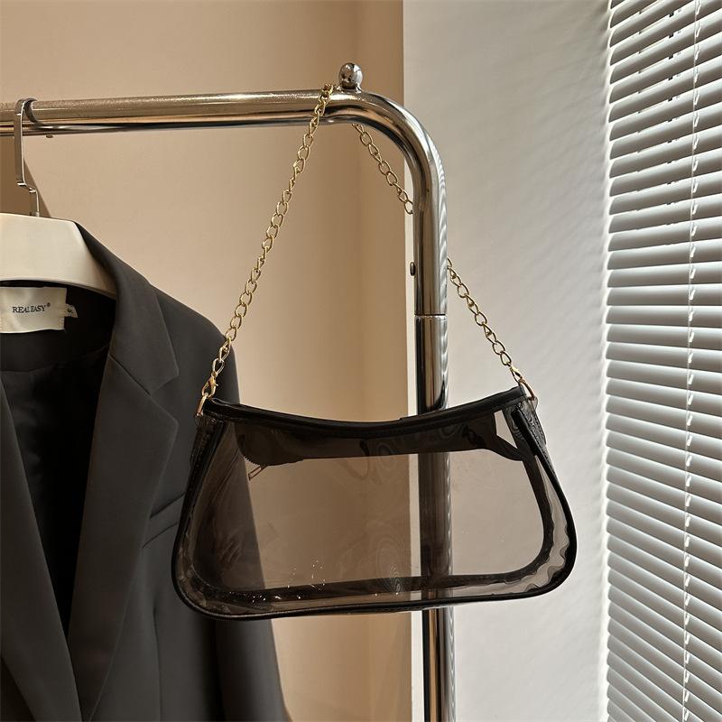 Retro design, foreign style, fashionable spring new one-shoulder messenger chain, small square bag, transparent bag, high value for women