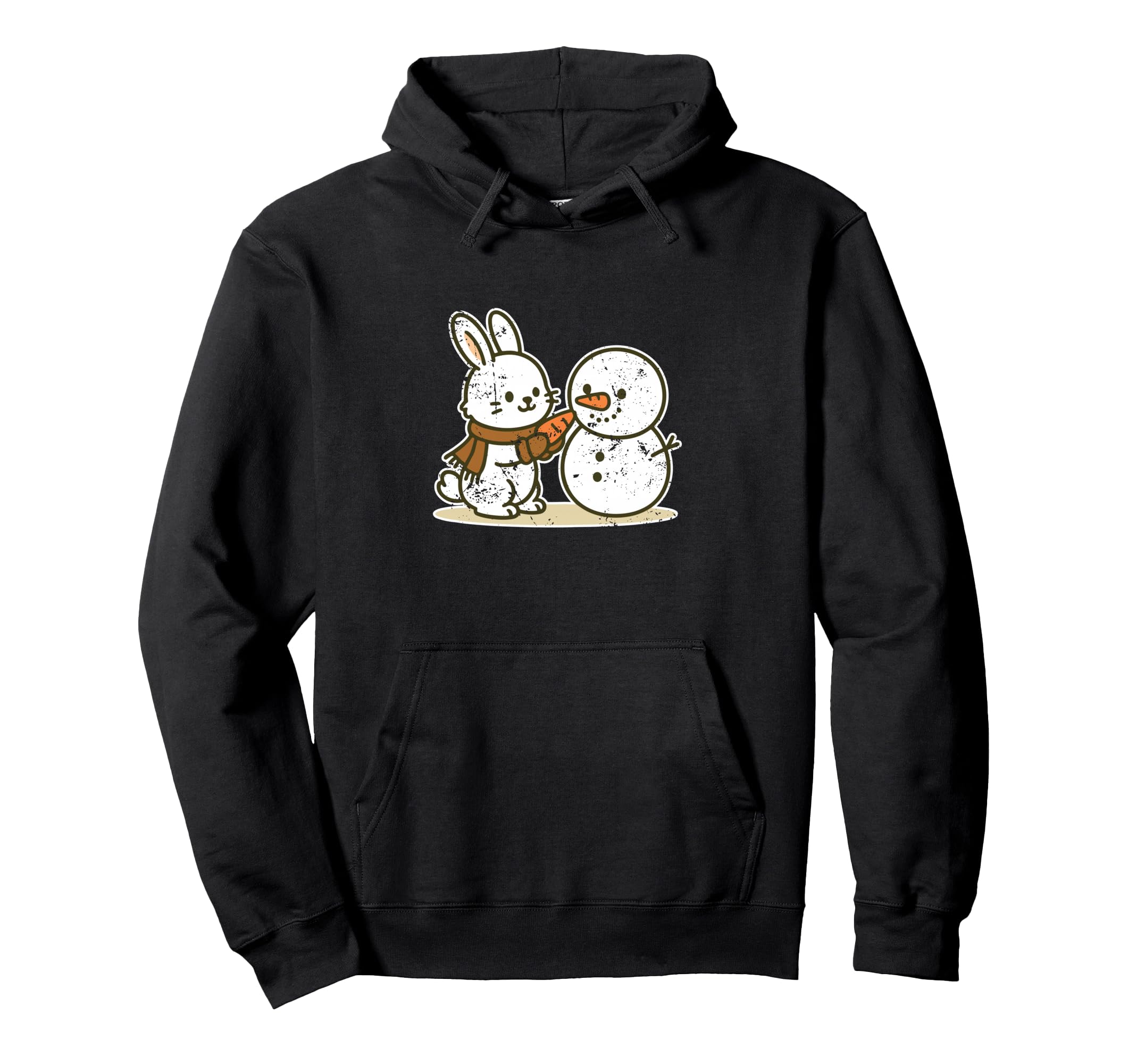 

Bunny Building Snowman and Hoodie Carrot. чёрный