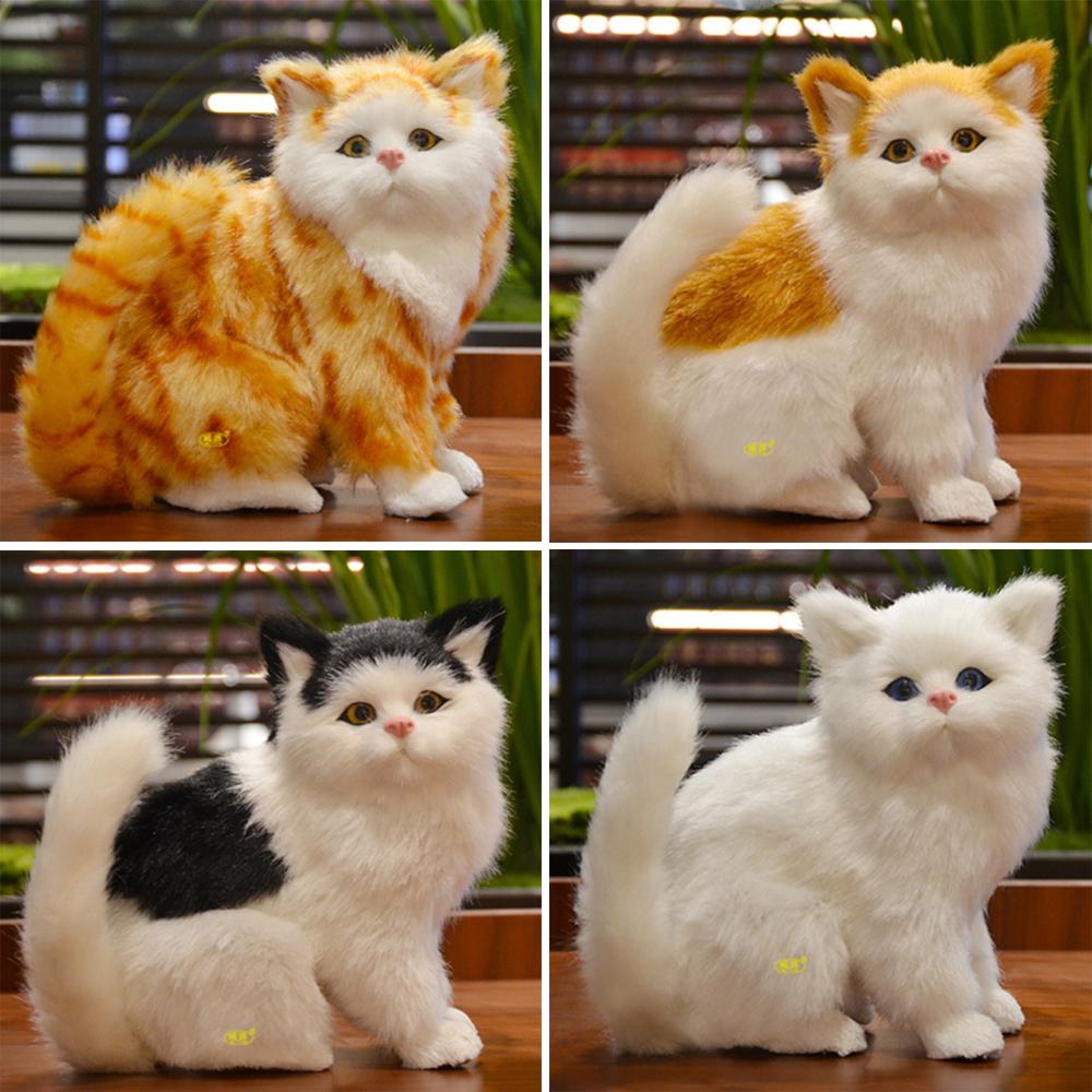 18x16x11cm Simulace Perská kočka Siamská kočka Zrzavá kočka Plyšová hračka Realistická Kraví kočka Krásná Koťátko Panenka Domácí Dekorace do Auta