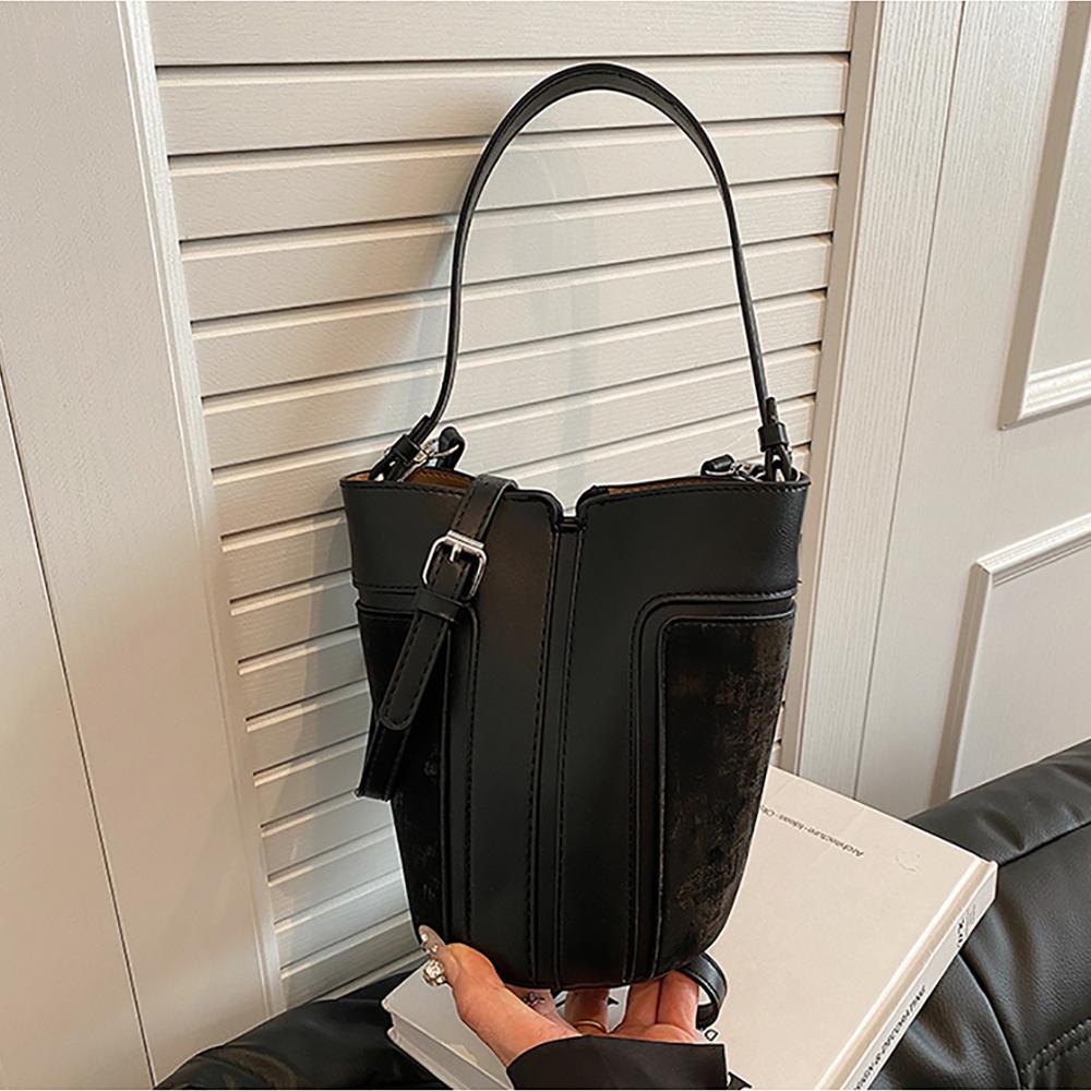 Summer Pink Bucket Handbag Fashion Splicing Single Shoulder Underarm Bags Women's  New Korean Popular Crossbody Bag
