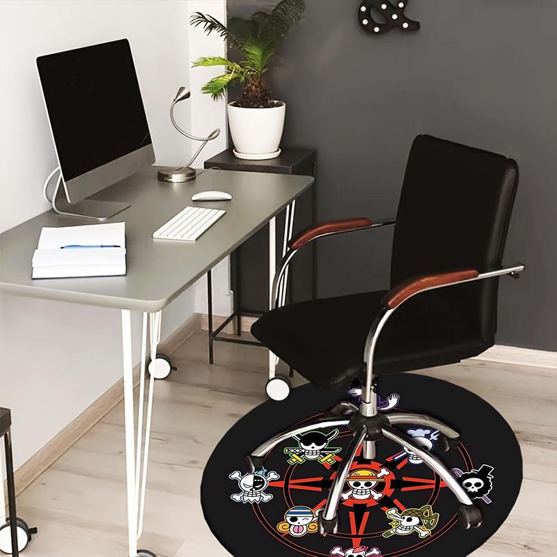 1pc One Piece Skulls Round Carpet, Made of Polyester,Perfect for Decorating Office Chairs, Living Rooms,fplt272