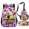 Klassisch Neuheit Eigenartig Cool Pizza Turm 3D Druck 3er Set Schultaschen Multifunktionale Reise Rucksack Brusttasche Federmäppchen