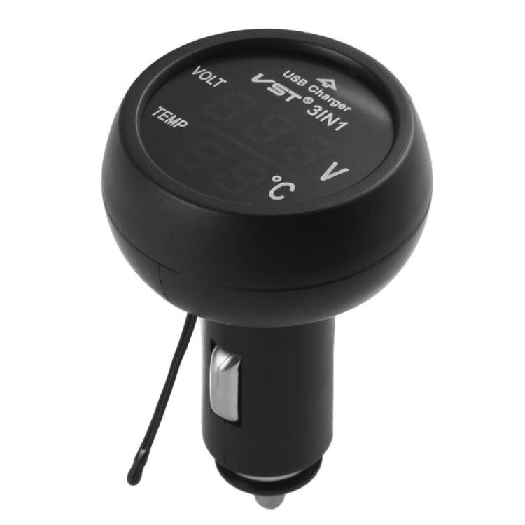 Cargador USB 3 en 1 para coche, encendedor de cigarrillos para coche con pantalla de detección de voltaje, mesa de monitoreo multifunción