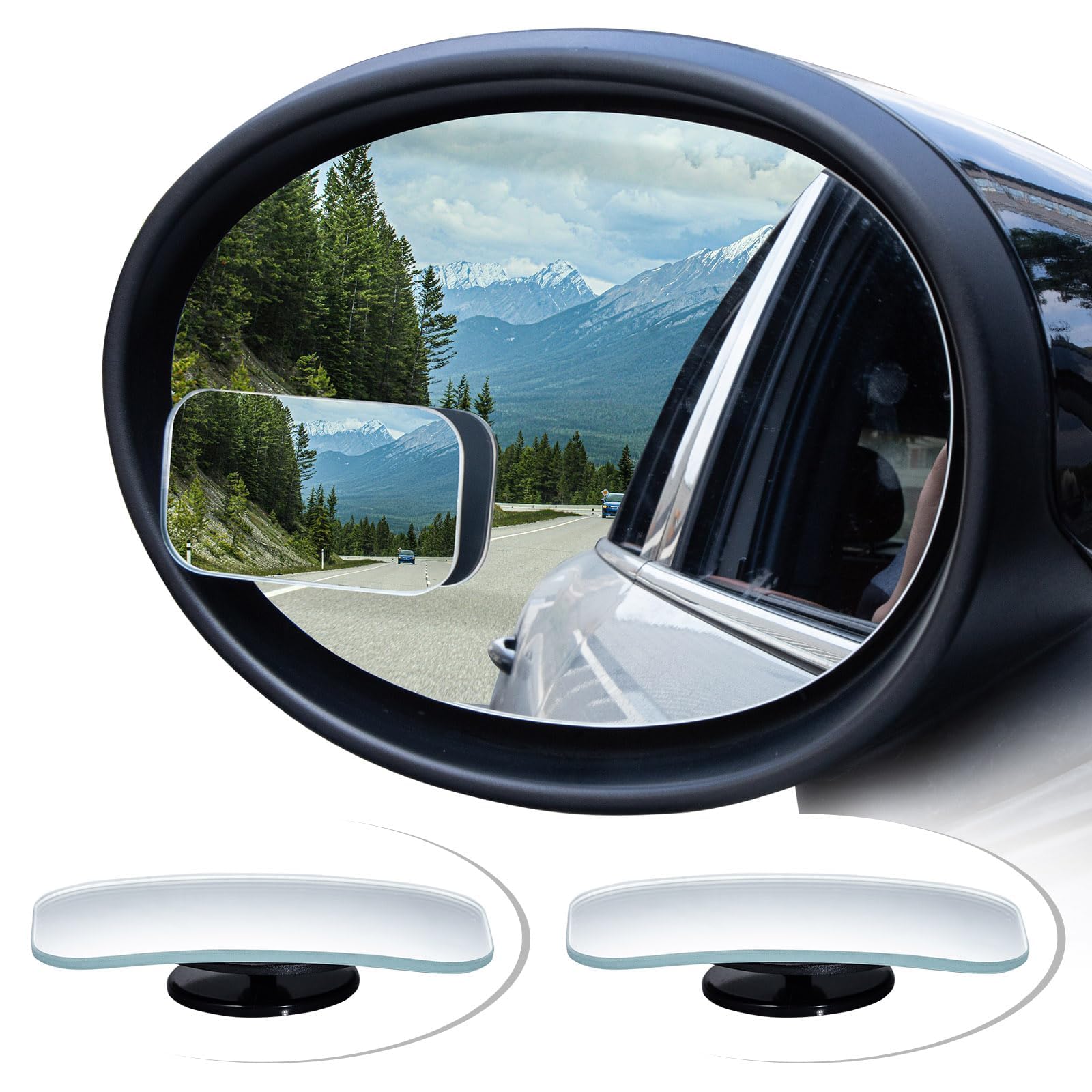 

Spurtar ARM-411R Auxiliary Mirror, 2 Pieces, Square Shape, 15 Degree Swing | 360° Rotation, 5cm срібний